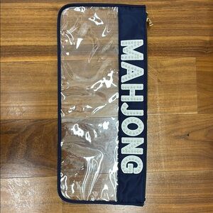 Clear Mahjong Storage Bag with Navy Trim